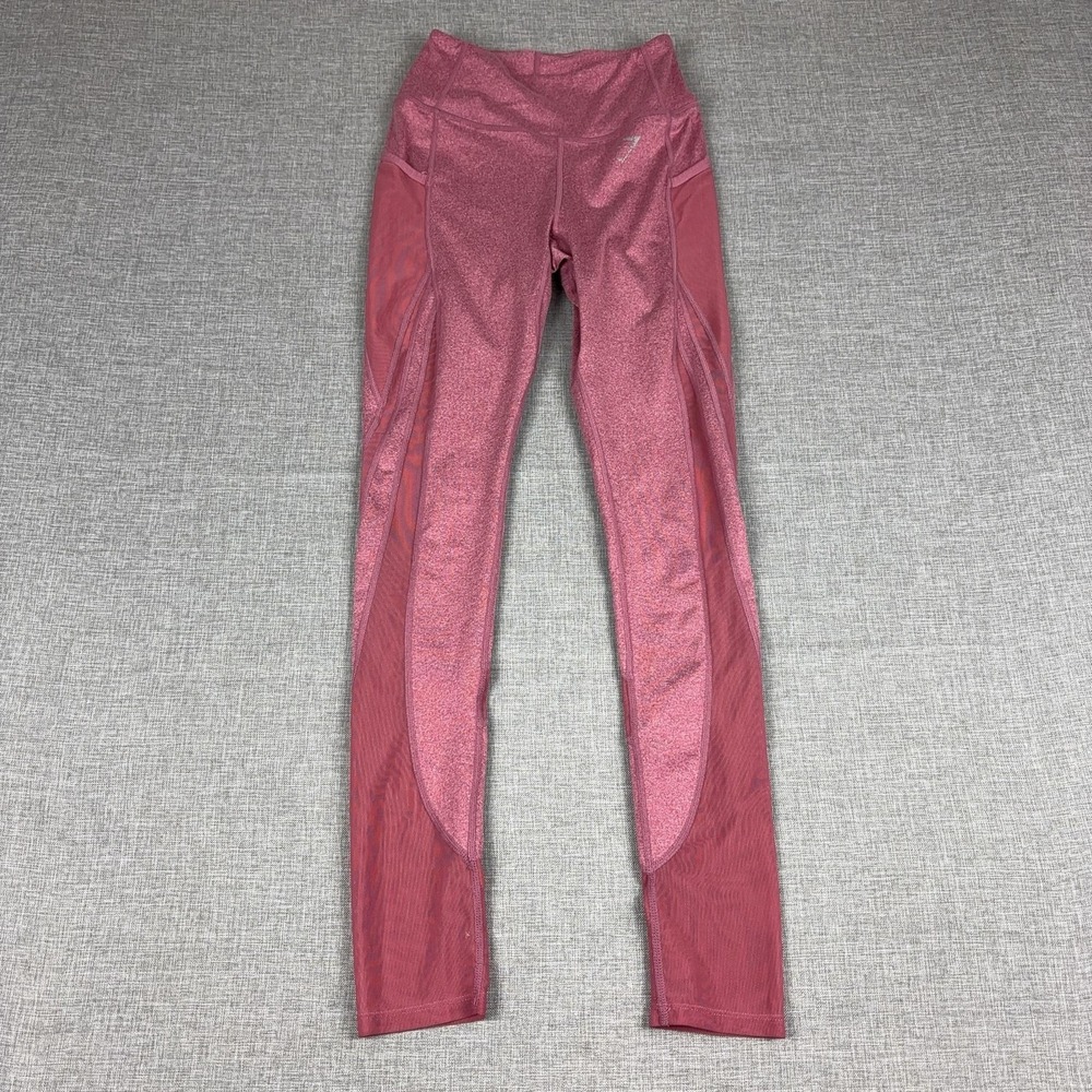 Gymshark Leggings Womens‎ Small Pink Flecked Ankle Mesh Panels Yoga Gym Pants